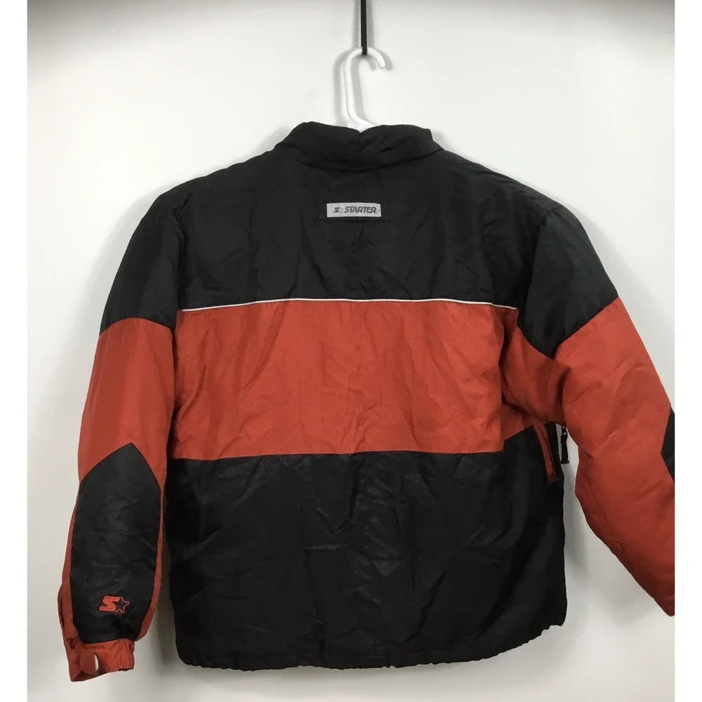 Starter Down Feather Jacket Size L 42/44 Winter Coat Men's Black Red Snow